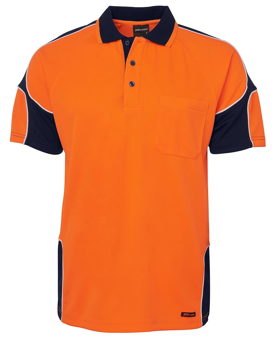 JB's HV 4602.1 S/S ARM PANEL POLO ORANGE/NAVY-S
