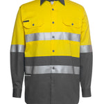 JB's HV (D+N) L/S 150G W/SHIRT YELLOW/CHARCOAL -3XL