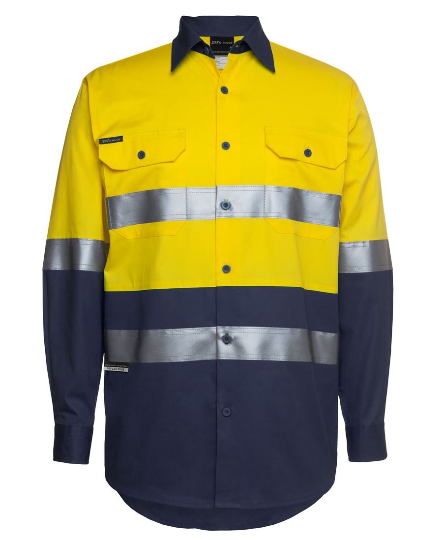 JB's HV (D+N) L/S 150G W/SHIRT YELLOW/NAVY -XS