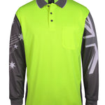 JB's HV L/S SOUTHERN CROSS POLO LIME/CHARCOAL - 5XL