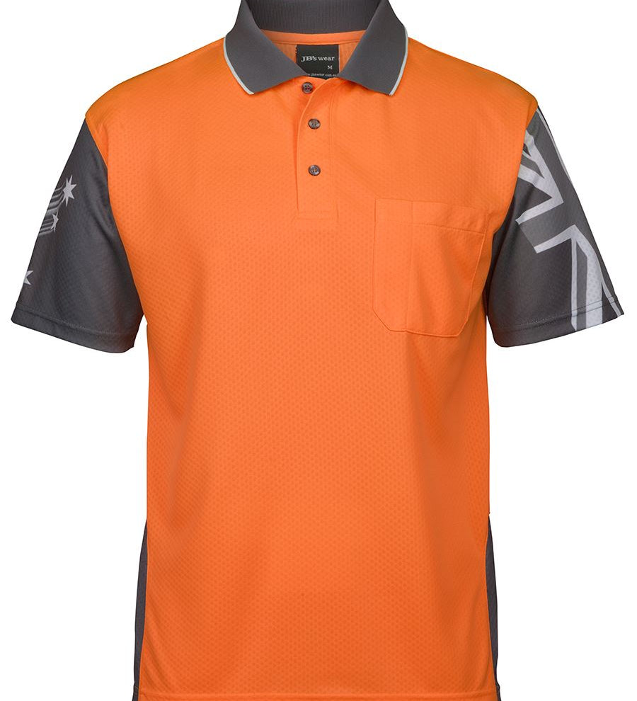 JB's HV SOUTHERN CROSS POLO ORANGE/CHARCOAL - 5XL