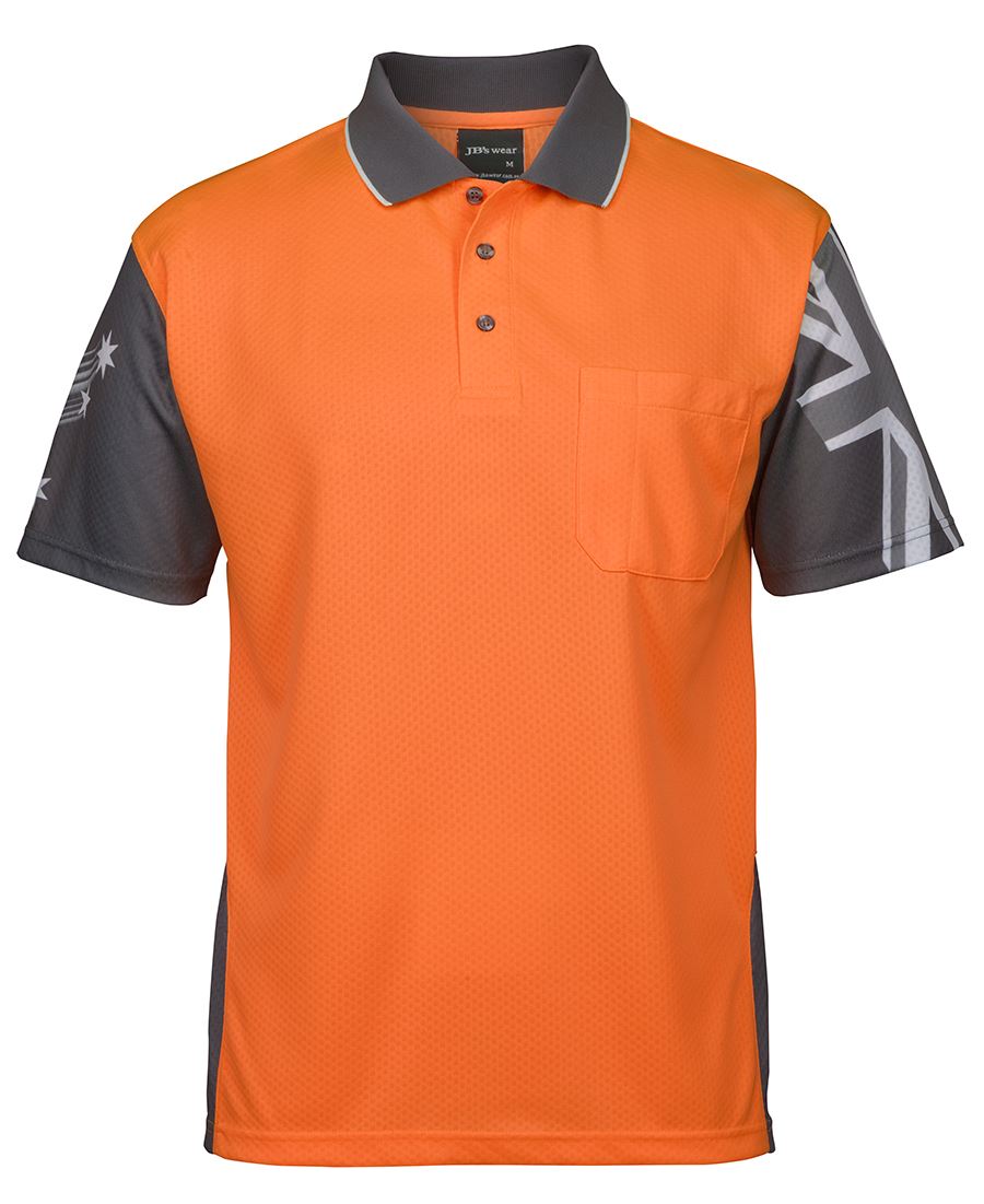 JB's HV SOUTHERN CROSS POLO ORANGE/CHARCOAL - XS