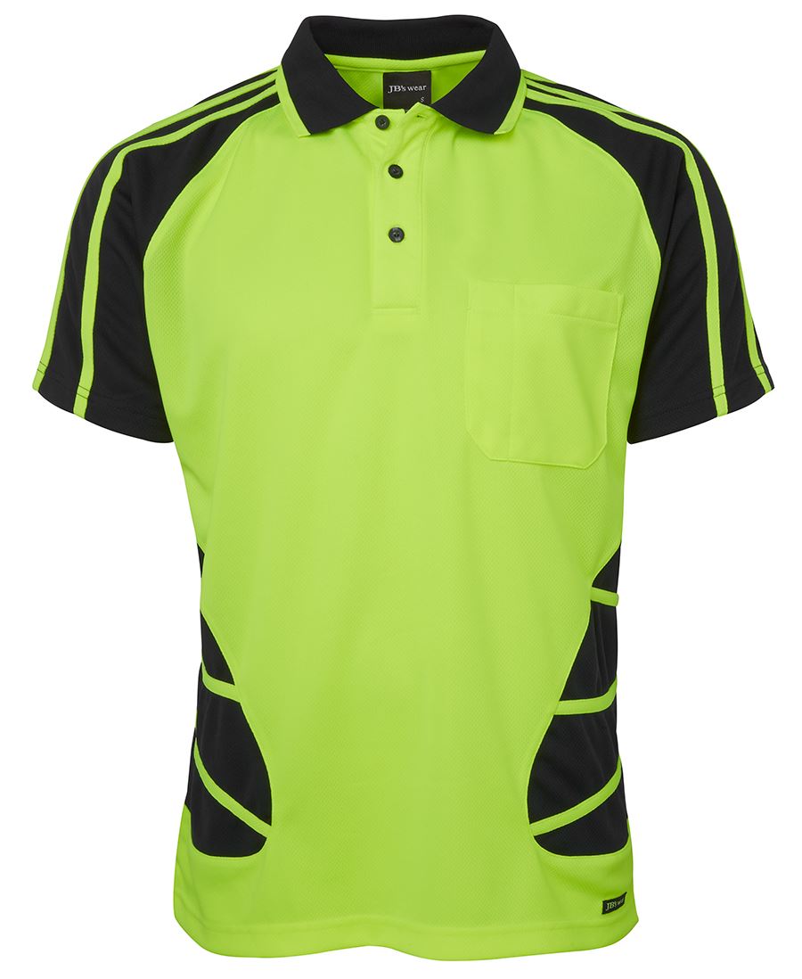 JB's HV S/S SPIDER POLO LIME/BLACK-XS