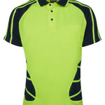 JB's HV S/S SPIDER POLO LIME/NAVY-XS