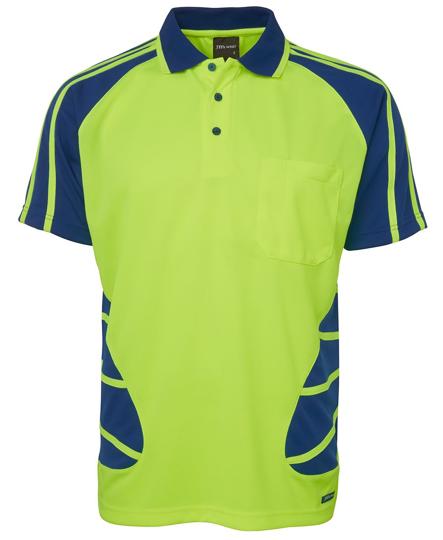 JB's HV S/S SPIDER POLO LIME/ROYAL-M