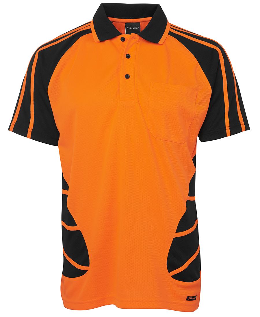 JB's HV S/S SPIDER POLO ORANGE/BLACK-2XL