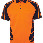 JB's HV S/S SPIDER POLO ORANGE/NAVY-3XL