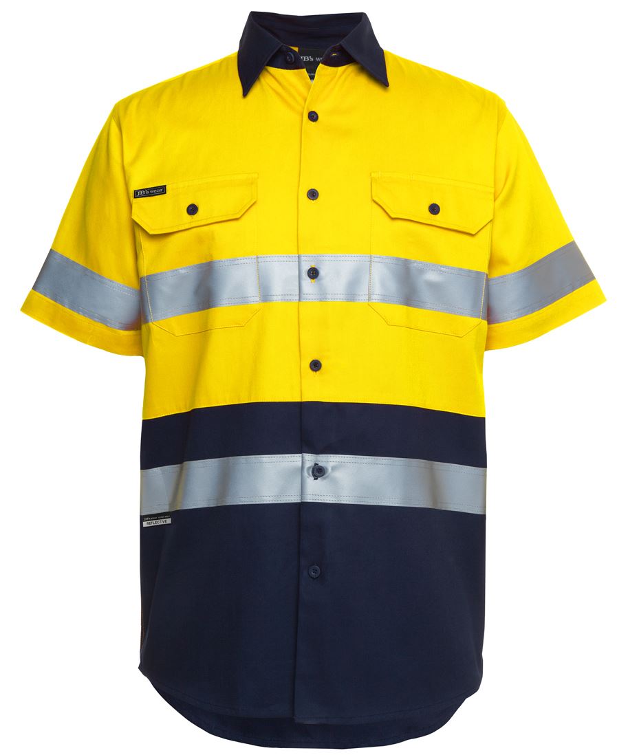 JB's HV (D+N) S/S 190G SHIRT YELLOW/NAVY-M