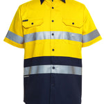 JB's HV (D+N) S/S 190G SHIRT YELLOW/NAVY-M