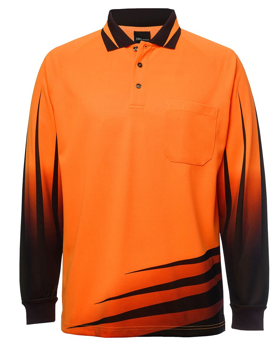 JB's HV 4602.1 L/S RIPPA SUB POLO ORANGE/BLACK - 2XL