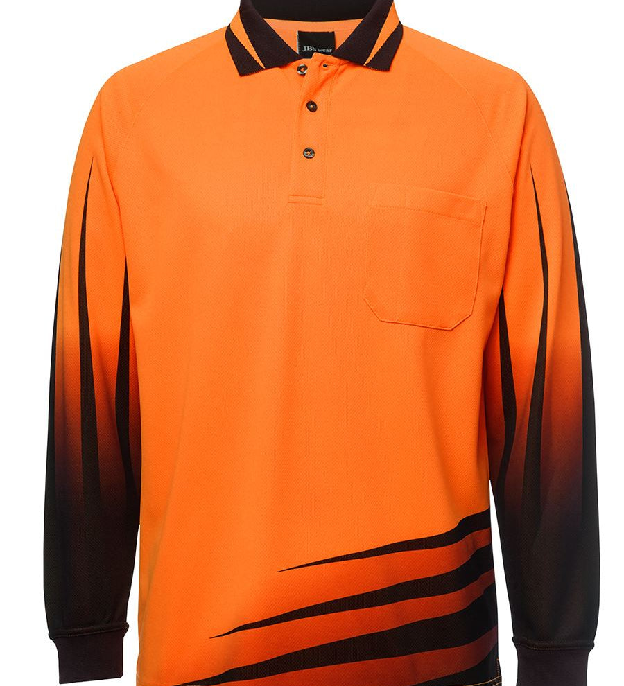 JB's HV 4602.1 L/S RIPPA SUB POLO ORANGE/BLACK - 5XL