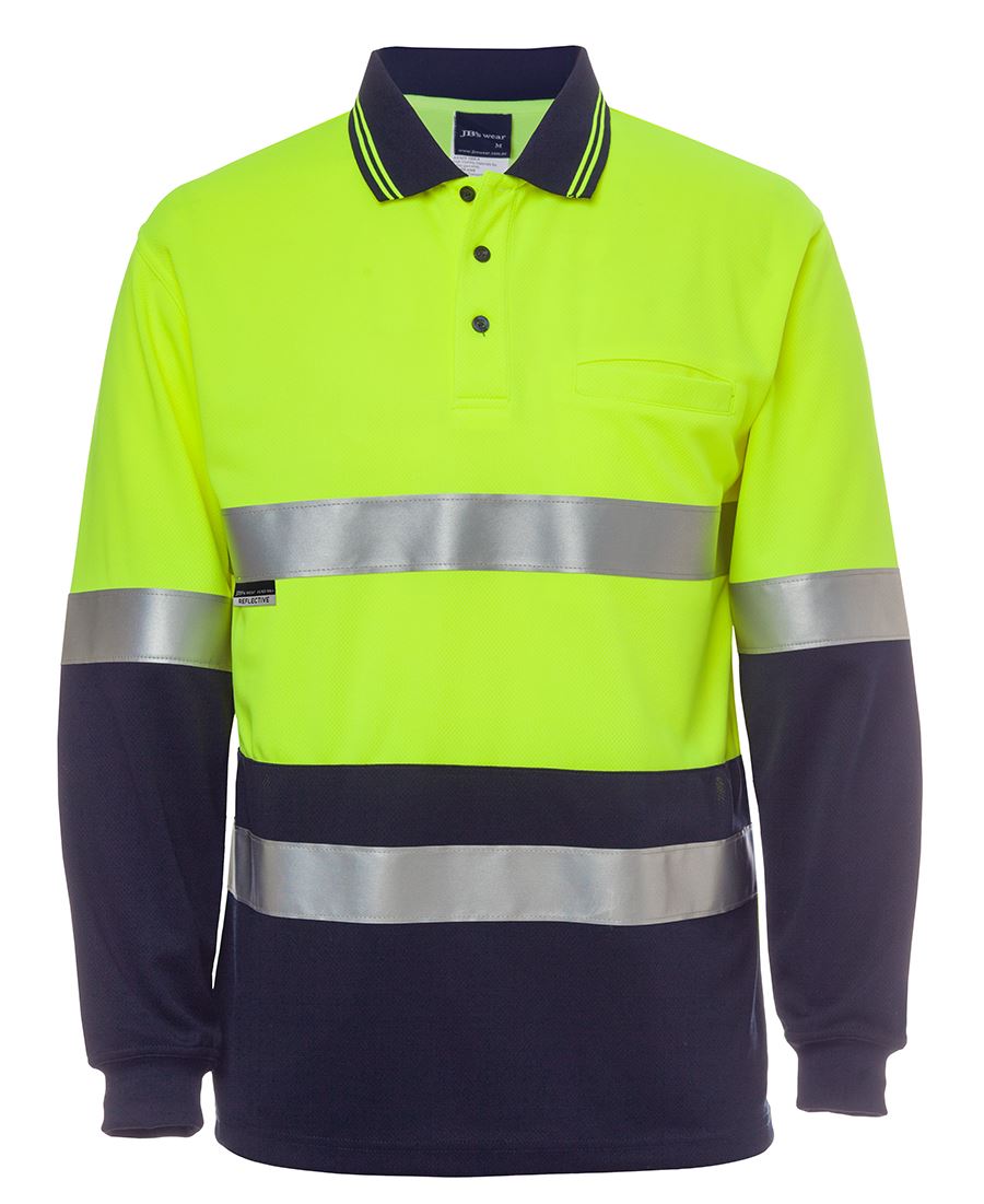 JB's HV L/S (D+N) TRAD POLO LIME/NAVY-M