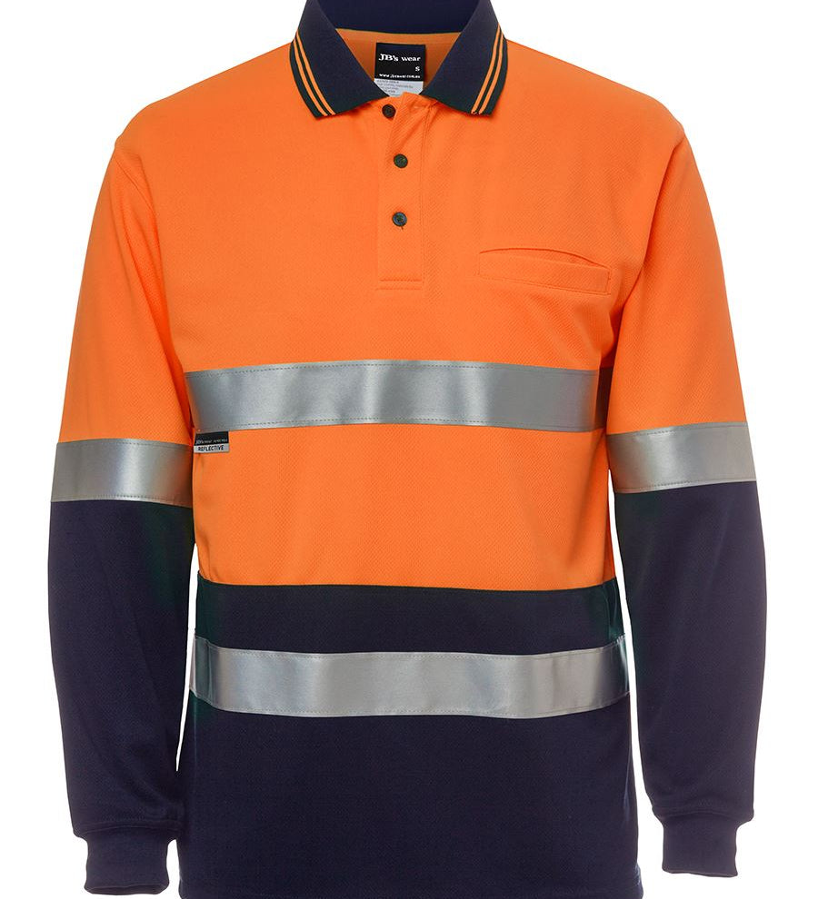 JB's HV L/S (D+N) TRAD POLO ORANGE/NAVY-4XL