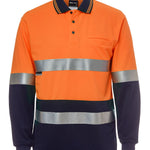 JB's HV L/S (D+N) TRAD POLO ORANGE/NAVY-5XL
