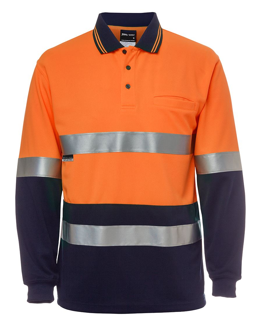 JB's HV L/S (D+N) TRAD POLO ORANGE/NAVY-3XL