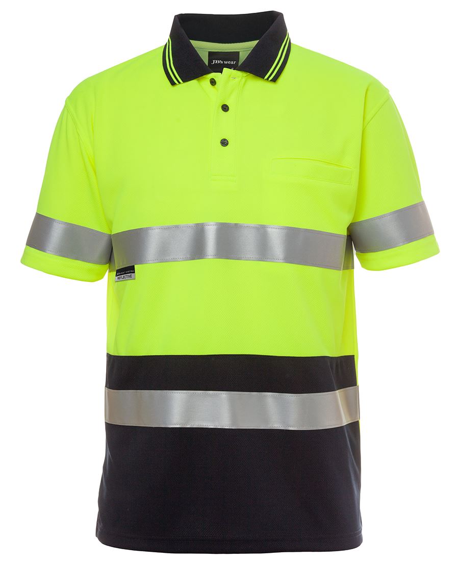 JB's HV S/S NON CUFF (D+N) TRAD POLO LIME/NAVY-S