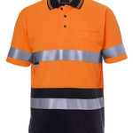 JB's HV S/S NON CUFF (D+N) TRAD POLO ORANGE/NAVY-4XL