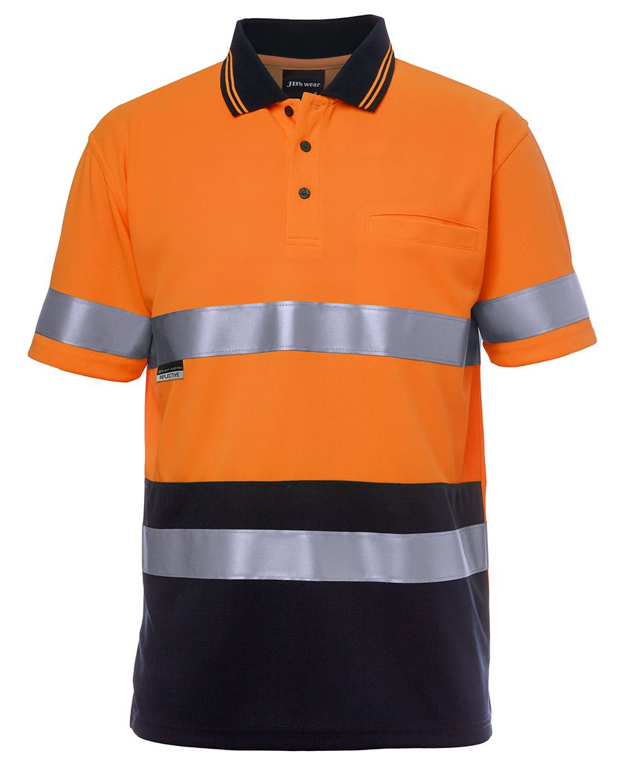 JB's HV S/S NON CUFF (D+N) TRAD POLO ORANGE/NAVY-2XL