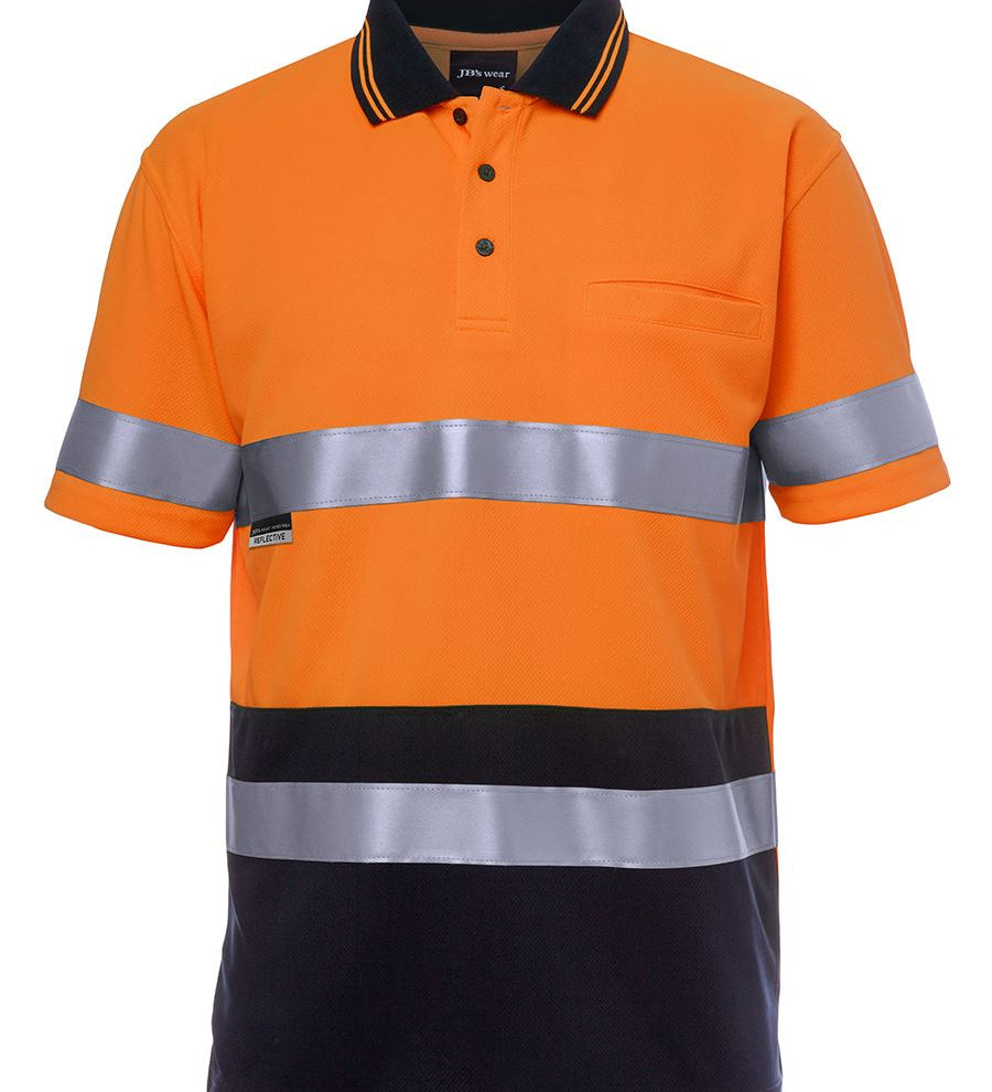 JB's HV S/S NON CUFF (D+N) TRAD POLO ORANGE/NAVY-6/7XL