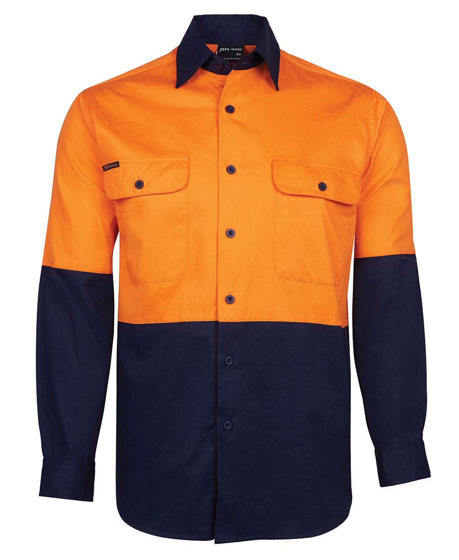 JB's HV L/S 150G SHIRT ORANGE/NAVY -L