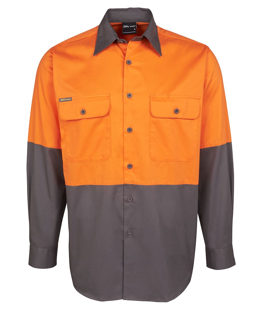 JB's HV L/S 150G SHIRT ORANGE/CHARCOAL-2XL