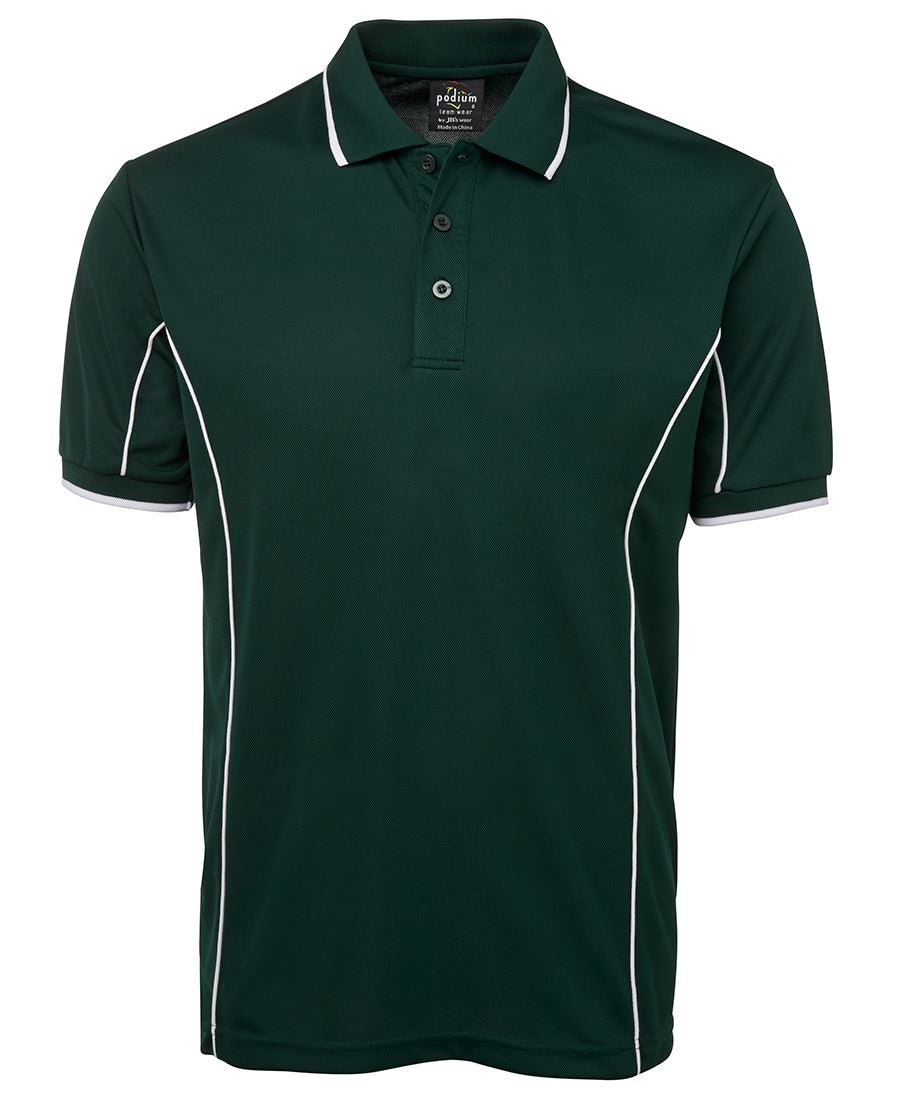 PODIUM S/S PIPING POLO FOREST/WHITE-5XL