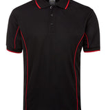 PODIUM S/S PIPING POLO BLACK/RED-XL