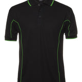 PODIUM S/S PIPING POLO BLACK/PEA GREEN-3XL