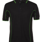 PODIUM S/S PIPING POLO BLACK/PEA GREEN-2XL