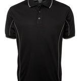 PODIUM S/S PIPING POLO BLACK/GREY-M