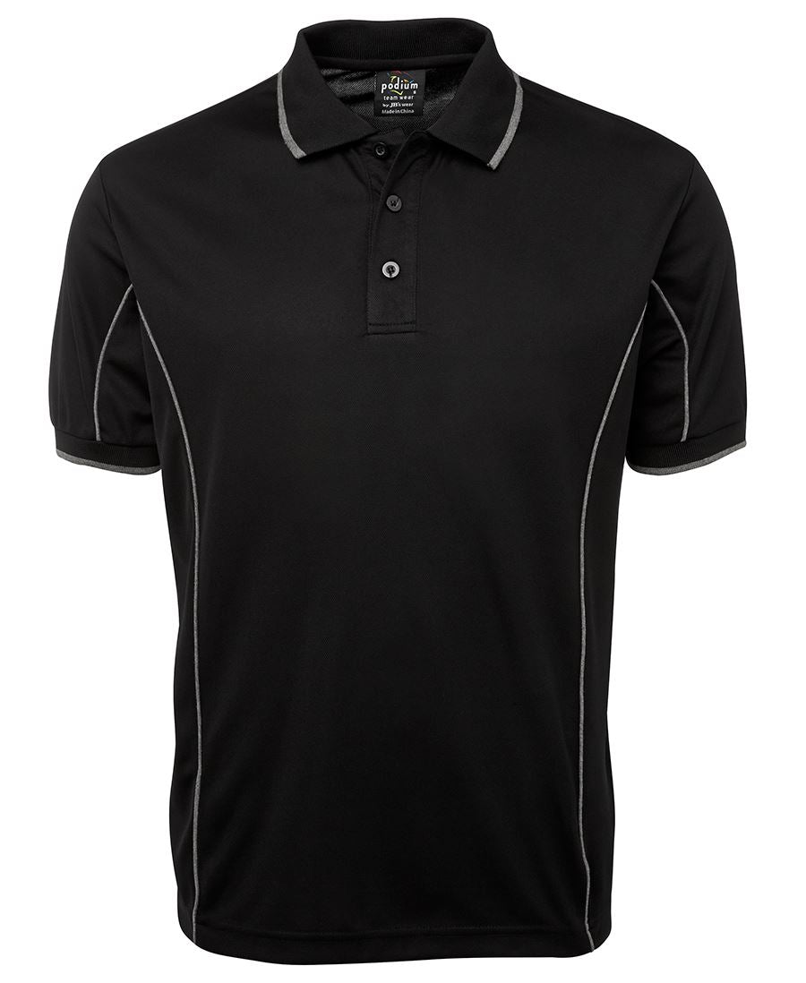 PODIUM S/S PIPING POLO BLACK/GREY-4XL