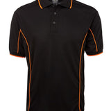 PODIUM S/S PIPING POLO BLACK/ORANGE-XL