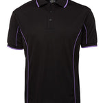 PODIUM S/S PIPING POLO BLACK/PURPLE-M