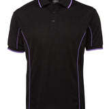 PODIUM S/S PIPING POLO BLACK/PURPLE-S