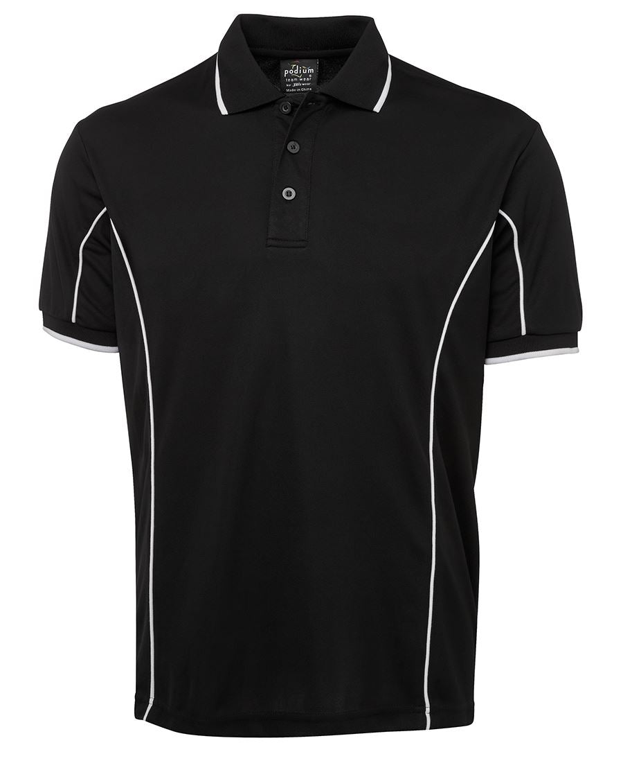 PODIUM S/S PIPING POLO BLACK/WHITE-XS