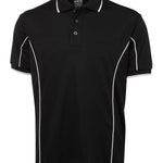 PODIUM S/S PIPING POLO BLACK/WHITE-L