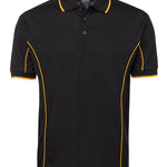 PODIUM S/S PIPING POLO BLACK/GOLD-XL