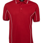 PODIUM S/S PIPING POLO DK RED/WHITE-3XL