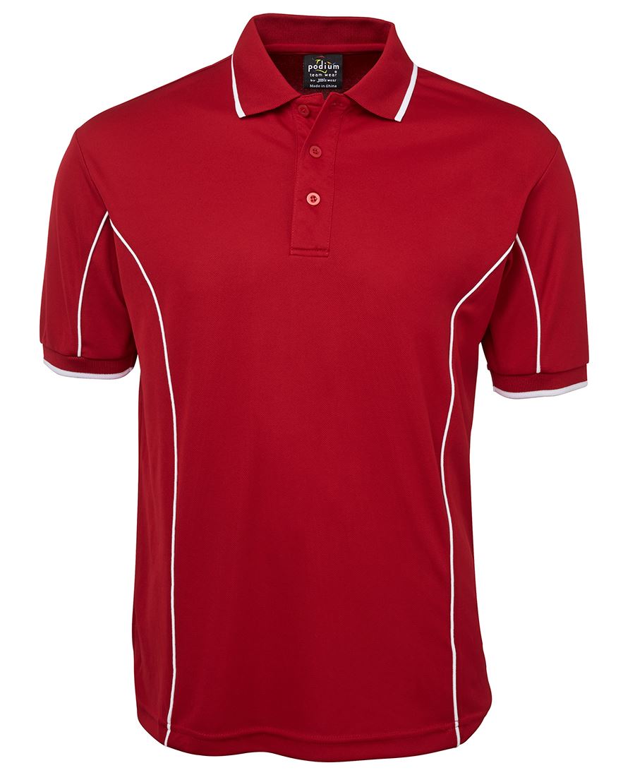 PODIUM S/S PIPING POLO DK RED/WHITE-4XL