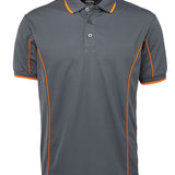 PODIUM S/S PIPING POLO GREY/ORANGE-5XL