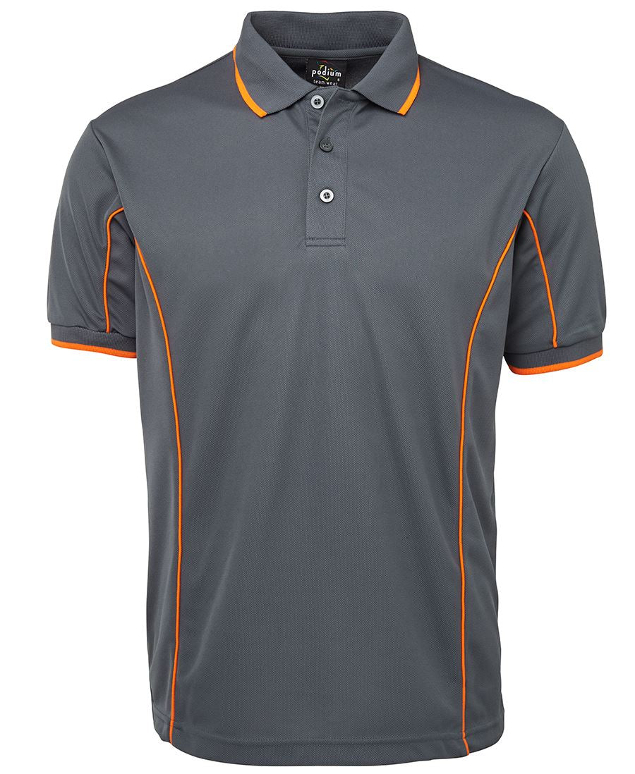 PODIUM S/S PIPING POLO GREY/ORANGE-3XL