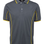 PODIUM S/S PIPING POLO GREY/YELLOW-4XL
