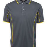 PODIUM S/S PIPING POLO GREY/YELLOW-4XL