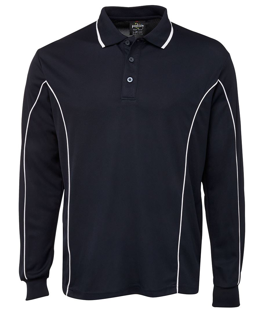 PODIUM L/S PIPING POLO NAVY/WHITE-4XL