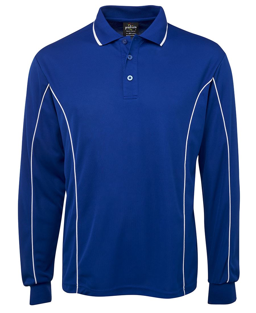 PODIUM L/S PIPING POLO ROYAL/WHITE-M