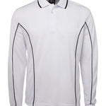 PODIUM L/S PIPING POLO WHITE/NAVY-2XL