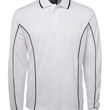 PODIUM L/S PIPING POLO WHITE/NAVY-L