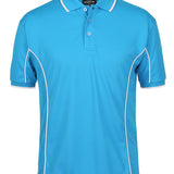 PODIUM S/S PIPING POLO AQUA/WHITE-L