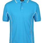 PODIUM S/S PIPING POLO AQUA/WHITE-4XL