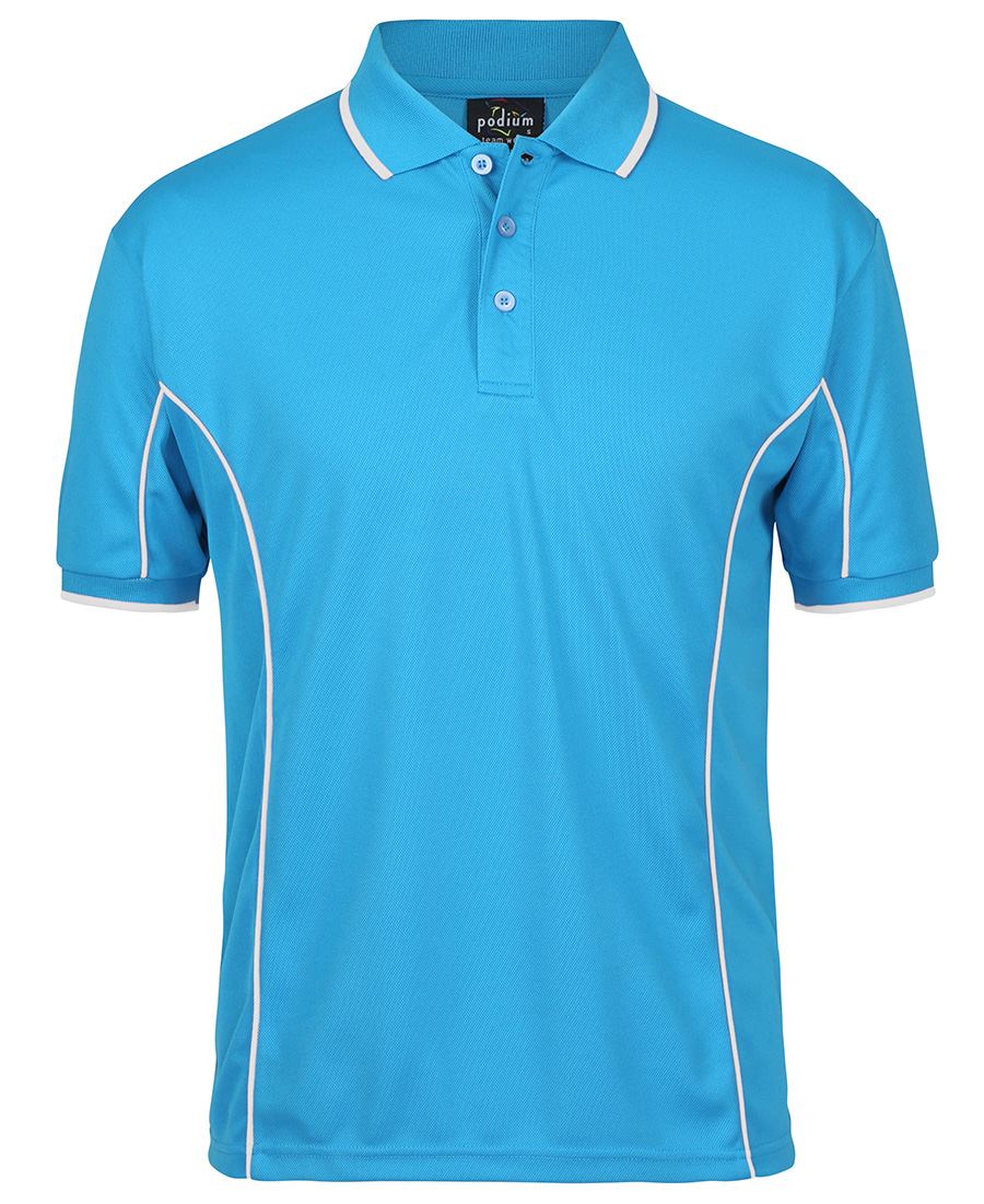 PODIUM S/S PIPING POLO AQUA/WHITE-3XL